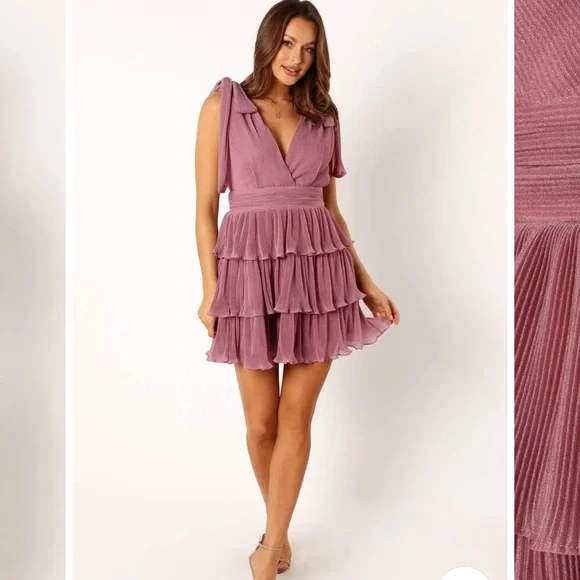 Petal & Pup Dusty Pink Ruffle Mini Dress L NWT - Picture 5 of 9